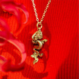 Dragon Zodiac Ruby Eyes Pendant in 18K Gold