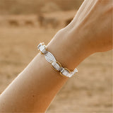 Elephant Hair Bangle Ladies - Gold Binding in Silver