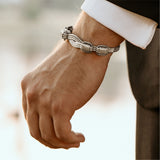 Elephant Hair Cuff Mens in Silver