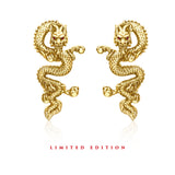Dragon Zodiac Ruby Eyes Earrings in 18K Gold