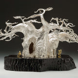 The Baobab Tree in Sterling Silver on Zimbabwean Blackwood base with 18K Gold Bushmen