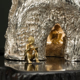 The Baobab Tree in Sterling Silver on Zimbabwean Blackwood base with 18K Gold Bushmen