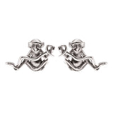 Monkey Snake Charmer Cufflinks in Sterling Silver