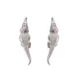 Crocodile Stud Earrings in Sterling Silver - Large