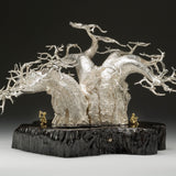 The Baobab Tree in Sterling Silver on Zimbabwean Blackwood base with 18K Gold Bushmen