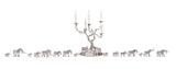 Tree of Lights Candelabra & Elephant Herd Sculptures in Sterling Silver