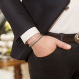 Model Wearing Pangolin Armour Bangle in Sterling Silver