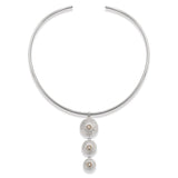 Sea Urchin Graduated Pendant Pearl in Sterling Silver with 18K Gold and Wire Choker in Sterling Silver