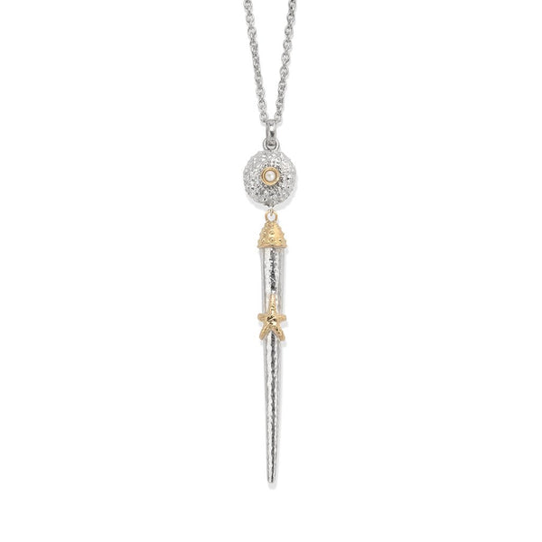 Sea Urchin Spine Petite Necklace in Pearl in Sterling Silver and 18K Gold