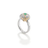 Sea Urchin Starfish Ring Chrysoprase in Sterling Silver and 18K Gold