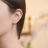 Starfish and Cowrie Drop Earrings in 18K Gold