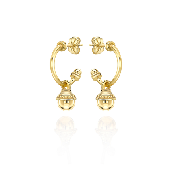 Nada Hoop Earrings - Gold Bead in 18K Gold - Small by Patrick Mavros