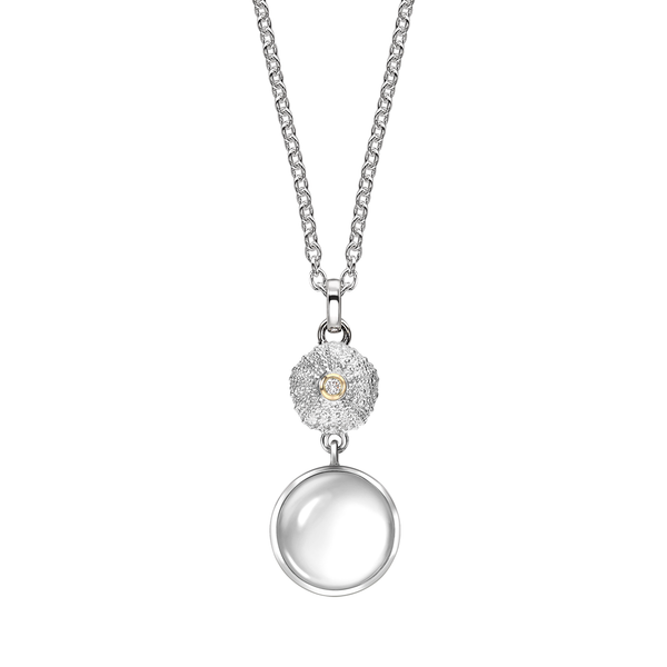 Ocean Tides Milky Quartz Necklace with 18K Gold in Silver by Patrick Mavros