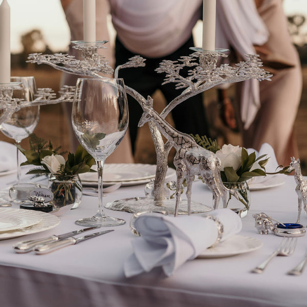 美パープルな燭台＋Candle of Giraffe Silver Fari Tree Candelabra & Giraffe Collection – Patrick Mavros