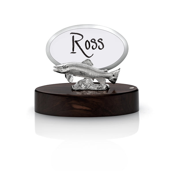 Brown Trout Place Card Holder in Silver