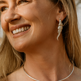 Croc Hornback Dangle Earrings in Silver