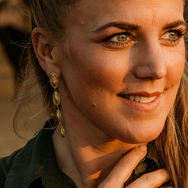 Croc Hornback Graduated Earrings in 18K Gold