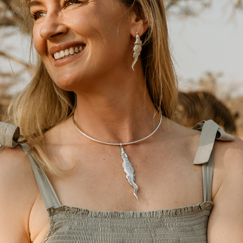 Crocodile Pendant in Silver