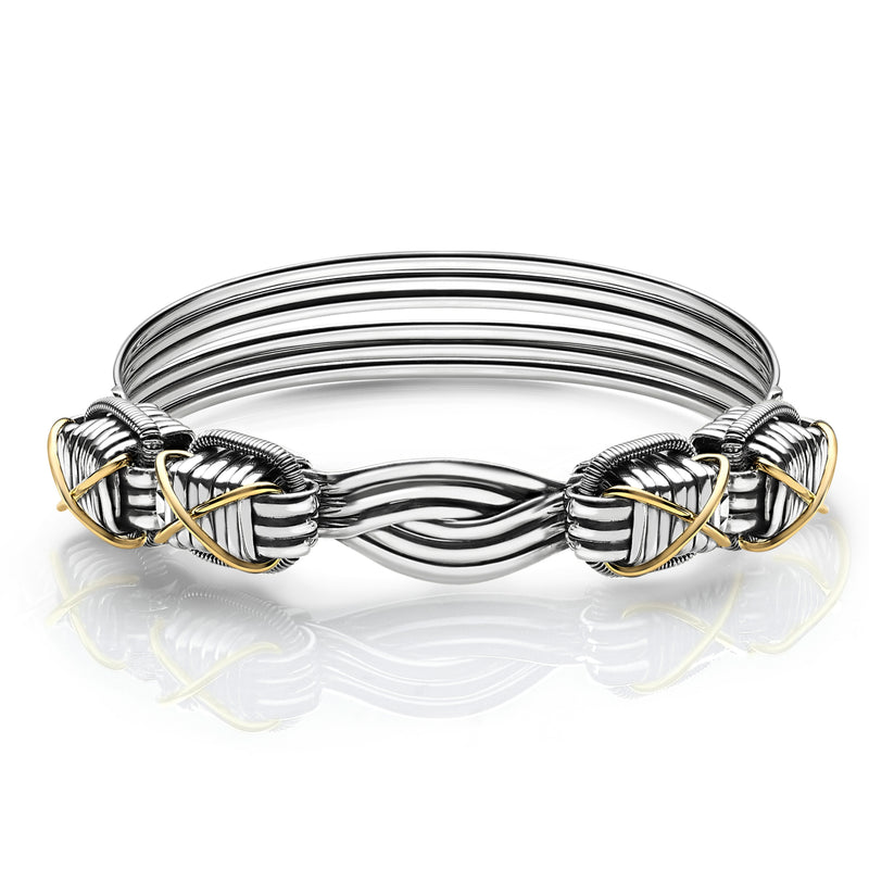 Elephant Hair Bangle Ladies - Gold Cross in Silver