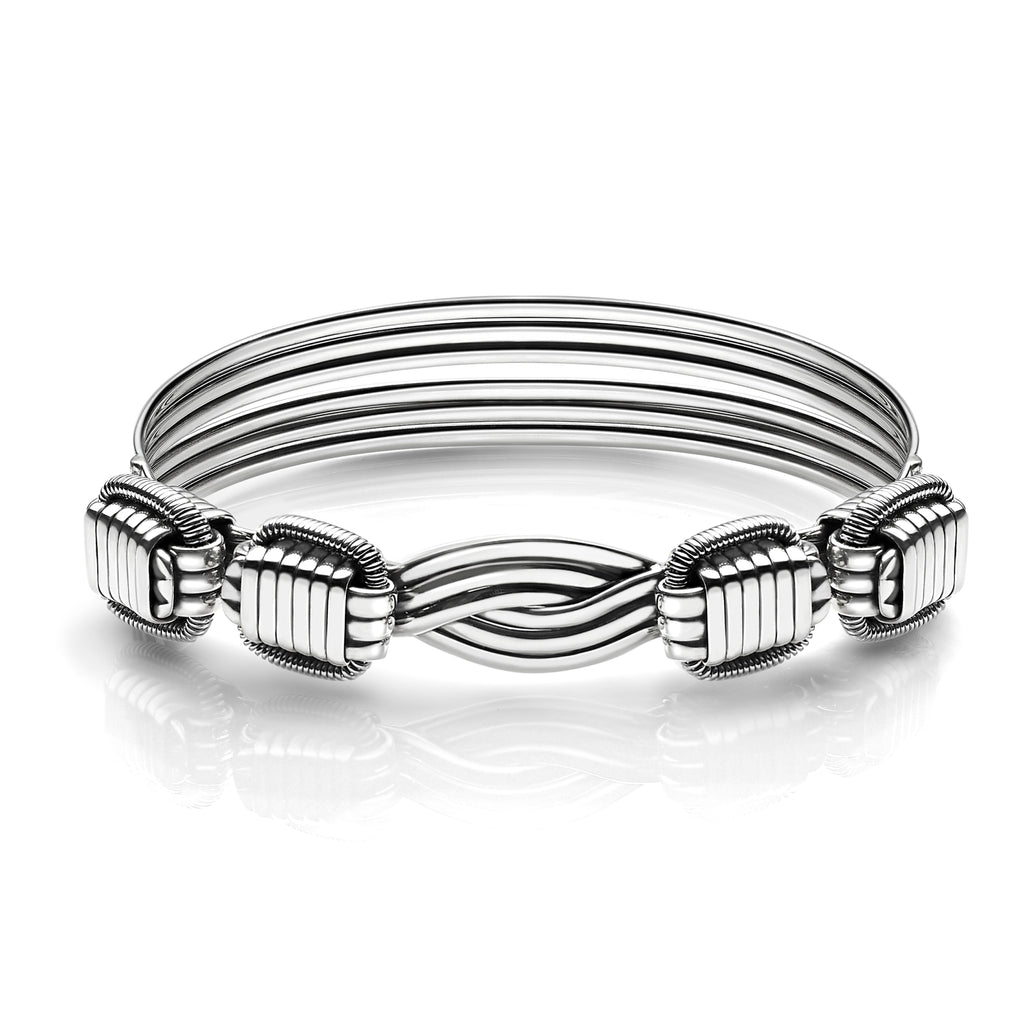 Four Knot 7 Strand Elephant Hair Bangle in Sterling Silver w/ Story Ca –  The Zuri Collection