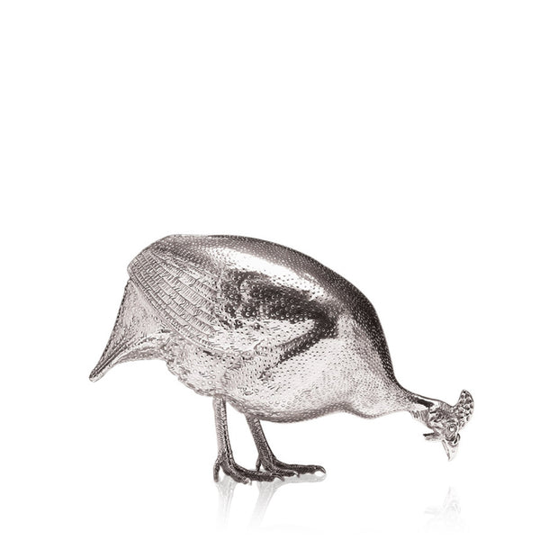 Guinea Fowl Pecking in Silver - Large