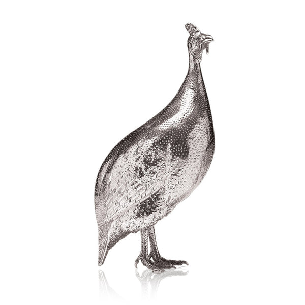 Guinea Fowl Standing in Silver - Large
