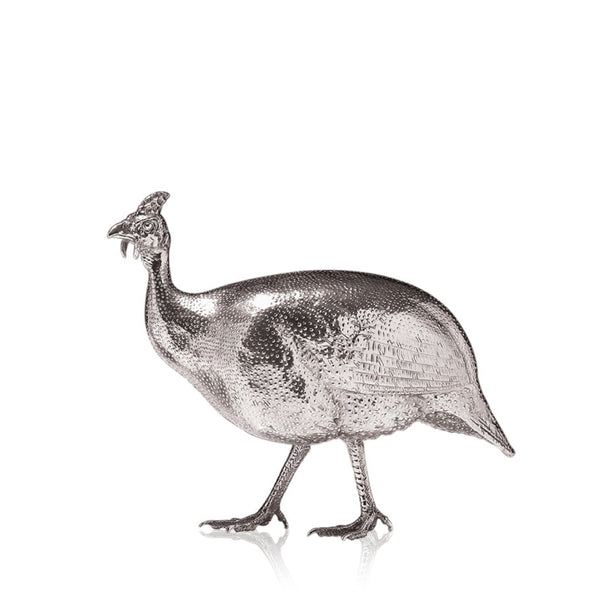 Guinea Fowl Walking in Silver - Large