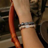 Elephant Hair Bangle Ladies in Silver with Midnight Patina
