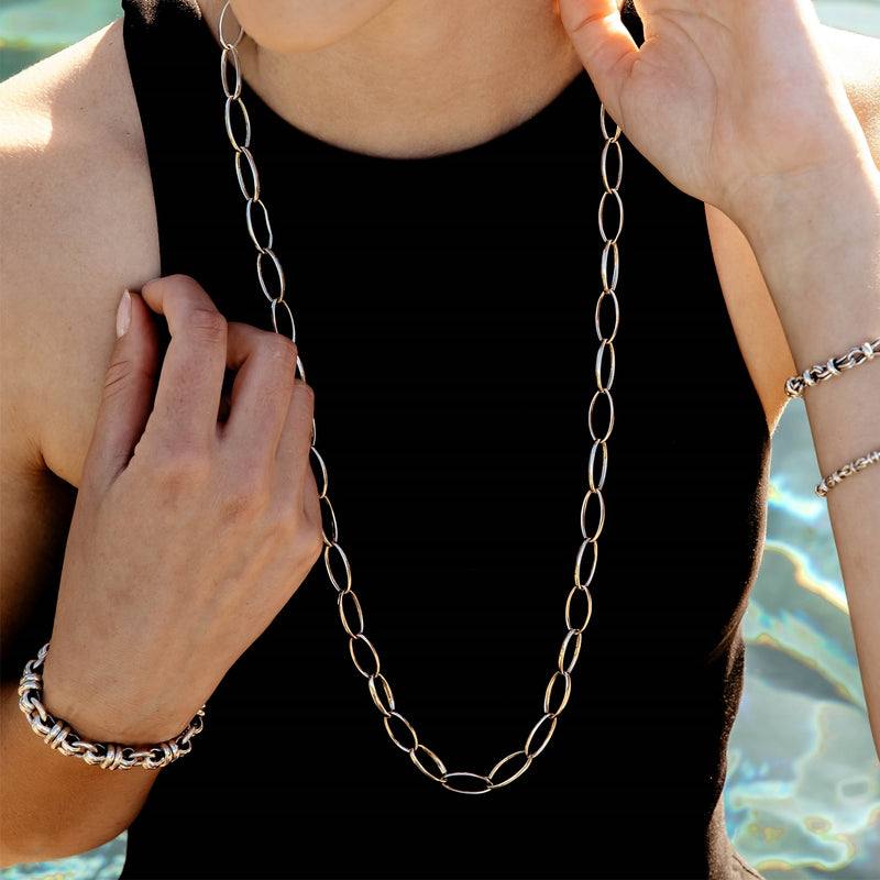 Loop Chain Necklace in Silver - Long