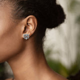 Monkey & Owl Garnet Eyes Earrings in Silver