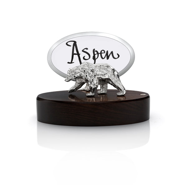 Grizzly Bear Place Card Holder in Silver
