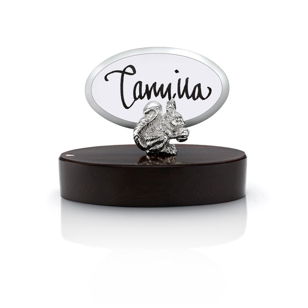 Red Squirrel Place Card Holder in Silver