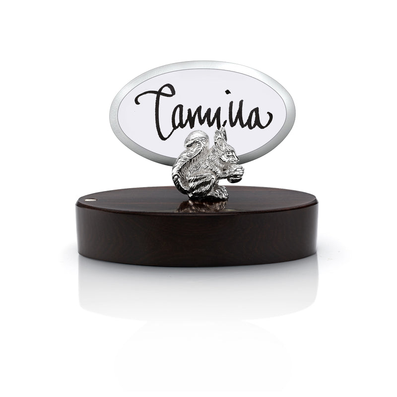 Red Squirrel Place Card Holder in Silver