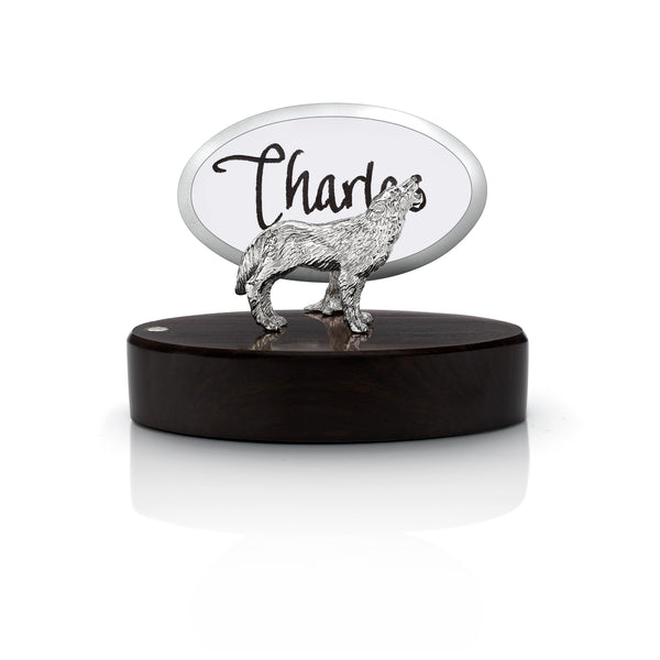 Wolf Place Card Holder in Silver