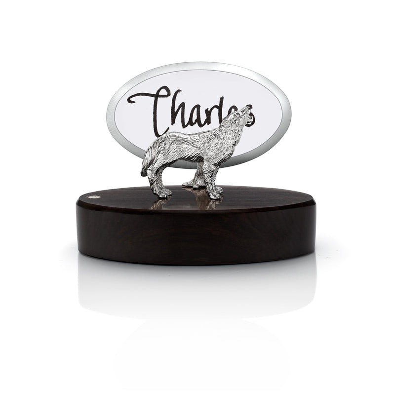 Wolf Place Card Holder in Silver