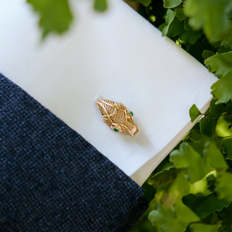 Snake Zodiac Cufflinks in 18K Gold