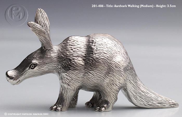Aardvark Walking Sculpture in Sterling Silver - Medium