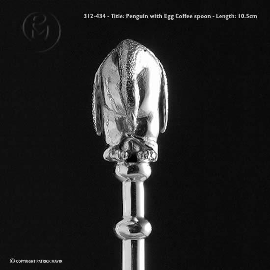 Penguin with Egg Coffee Spoon in Sterling Silver