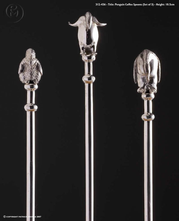 Penguin Coffee Spoons (Set of Three) in Sterling Silver
