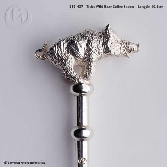 Wild Boar Coffee Spoon in Sterling Silver