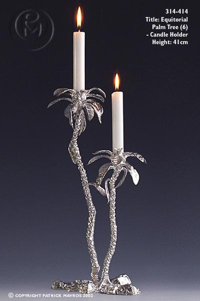 Equatorial Palm Tree 6 Candle Holder in Sterling Silver