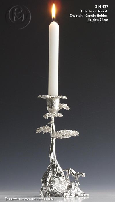 Root Tree & Cheetah Candle Holder in Sterling Silver