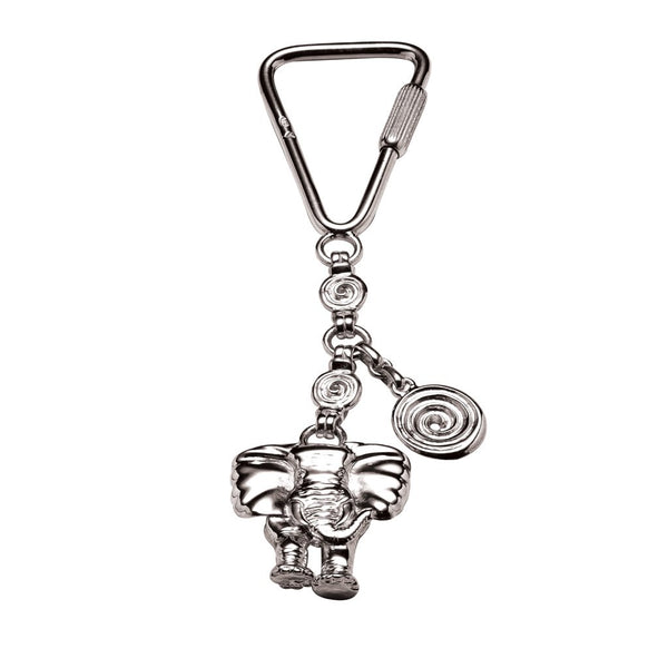 Elephant Front/Back Key Ring in Sterling Silver