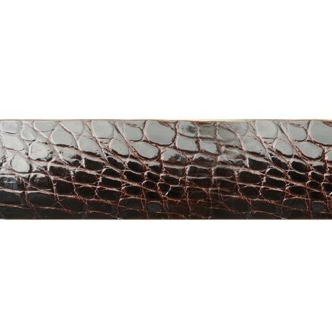 Brown Crocodile Skin Leather Belt Strap - Gloss