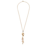 Seahorse Necklace in 18K Gold with a cluster of Pearls