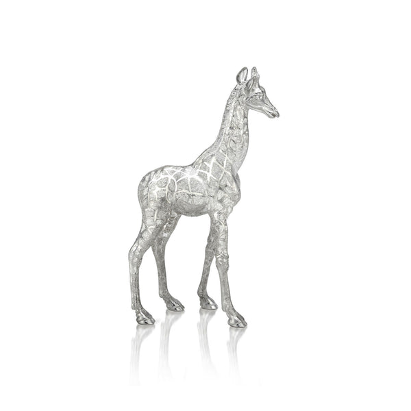 Giraffe Calf Nuzzling in Silver - Patrick Mavros