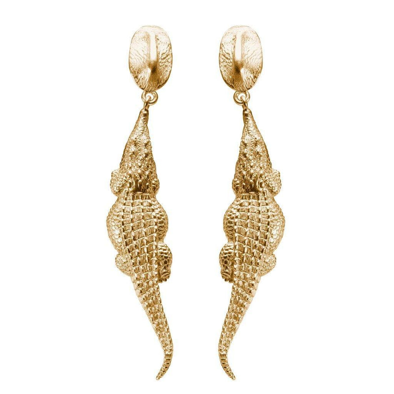 Croc Hornback Dangle Earrings in 18K Gold - Patrick Mavros