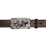 Buffalo Raised Belt Buckle in Sterling Silver