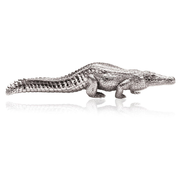 Crocodile Walking Sculpture in Sterling Silver