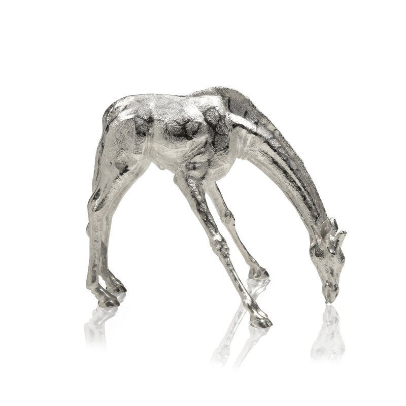 Giraffe Drinking Sculpture in Sterling Silver